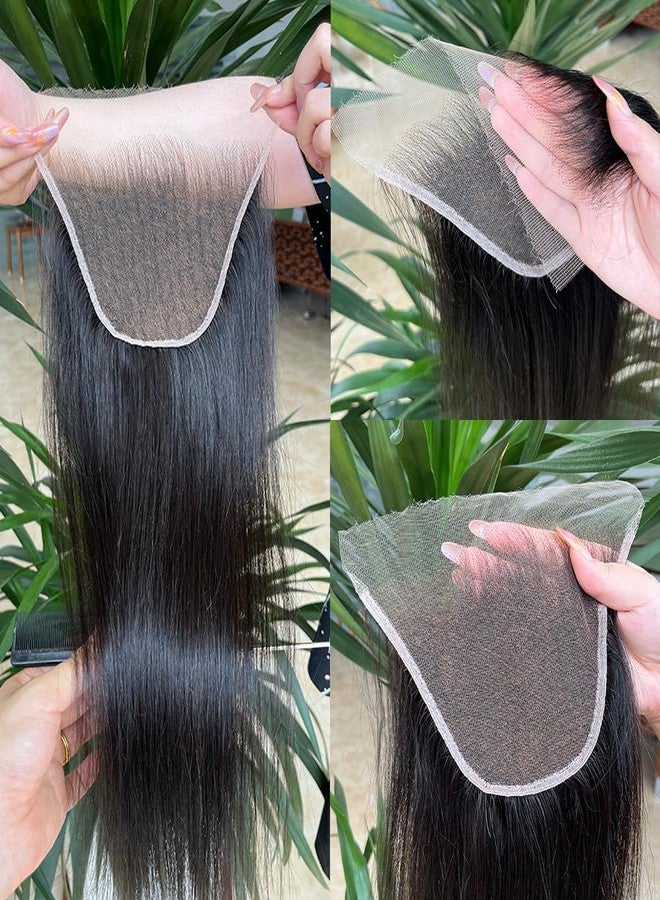 Venice Hair Real HD Lace Closure only 0.10mm Ultra-thin Invisible Crystal HD Lace Pre Plucked with Baby Hair Straight Human Hair Lace Frontal Closure (7x5 HD Straight, 16 Inch) - Image 1